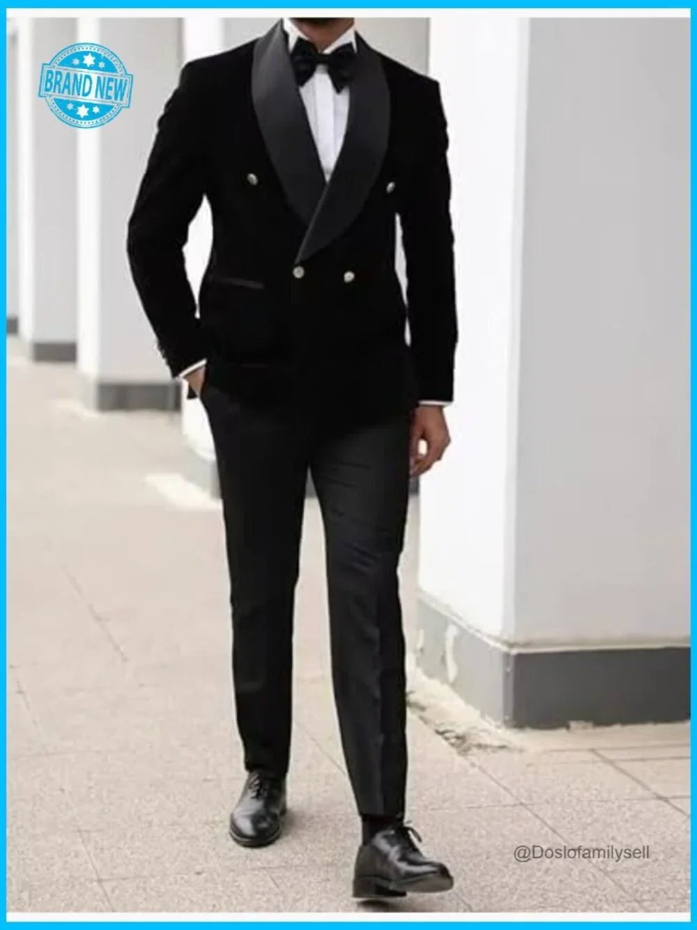 Velvet Shawl Collar Blazer Slim Fit Double Breasted Tuxedo Jacket Classic